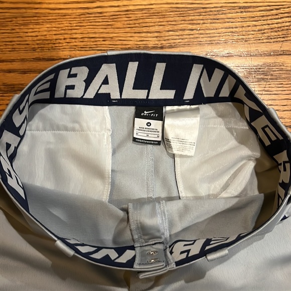 Nike Swoosh Piped Dri-Fit Baseball Pants Grey w/ Navy Piping - Picture 3 of 3